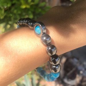 Blue Lace Hematite Frequency Bracelet